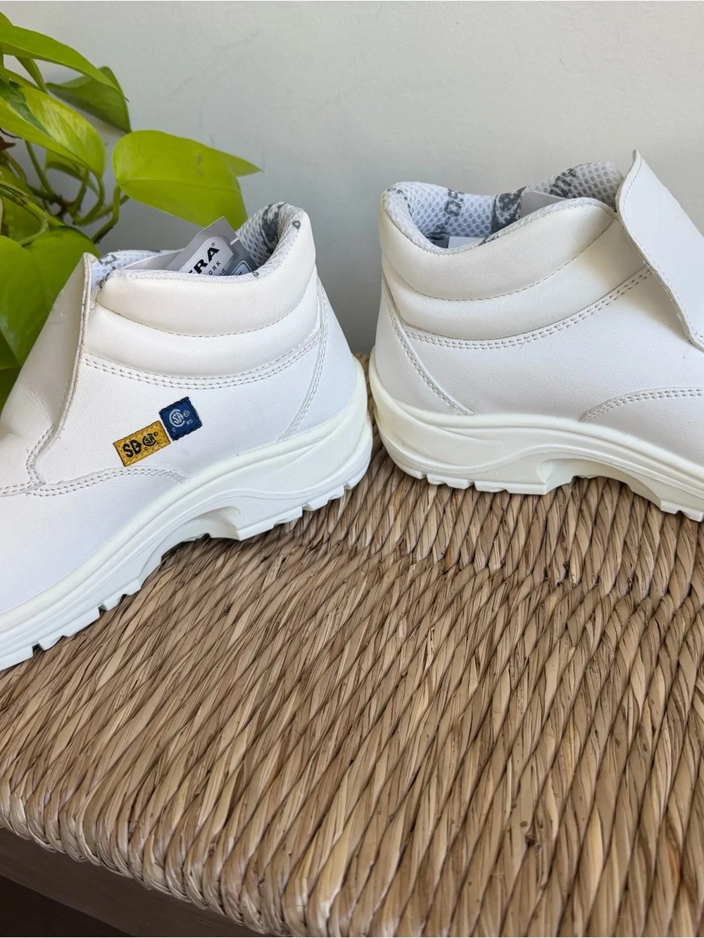White Men’s Boat-Style Work Shoes with Secure Closure